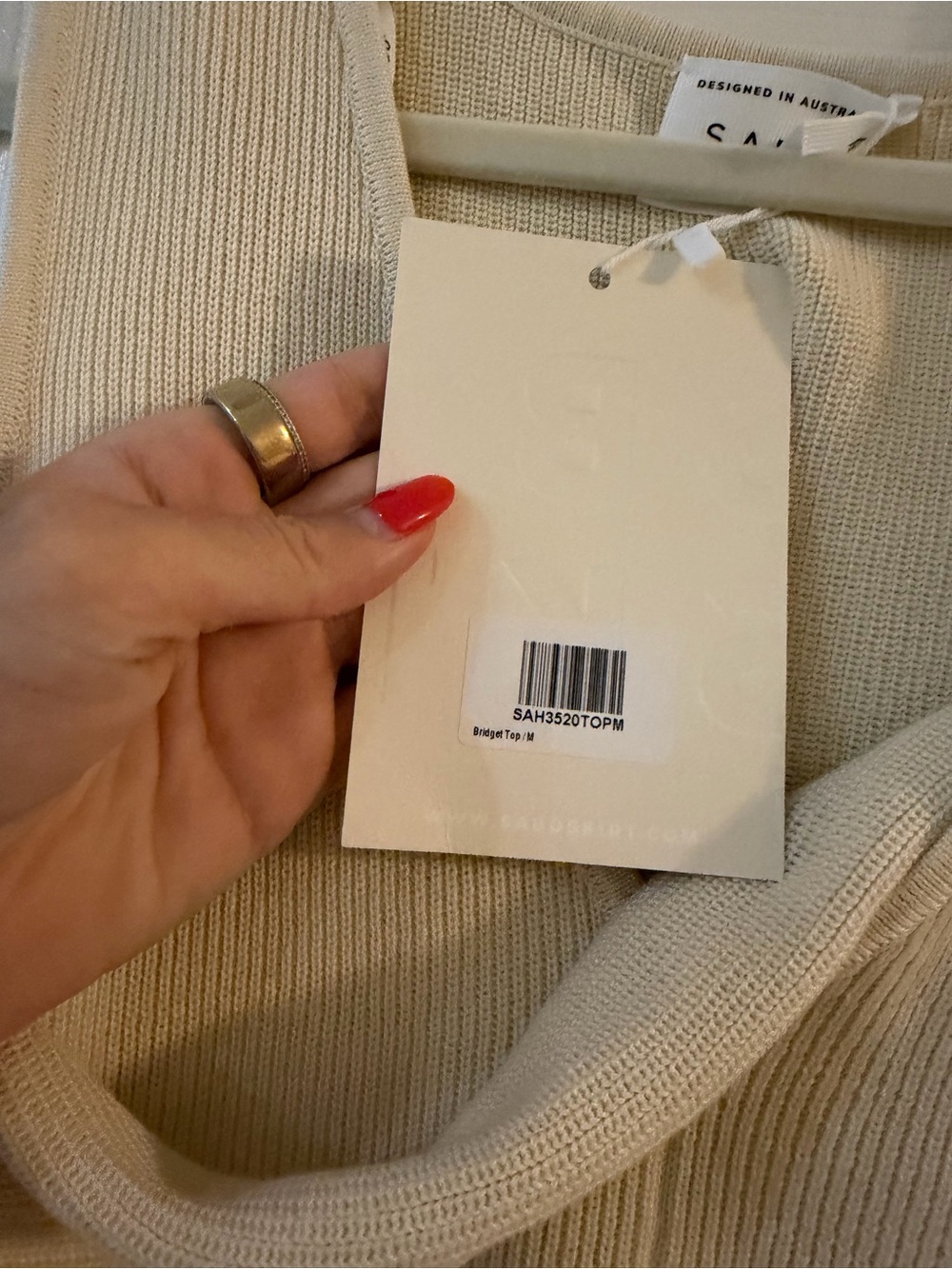 Cream Ribbed Asymmetrical Tank - Picture 3 of 4